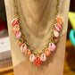 Collier Shell chaine rose et rouge