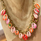 Collier Shell chaine rose et rouge