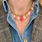 Collier Shell chaine rose et rouge