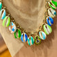 Collier Shell chaine bleu et vert
