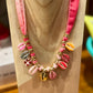 Collier Shell ruban rose