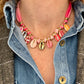 Collier Shell ruban rose