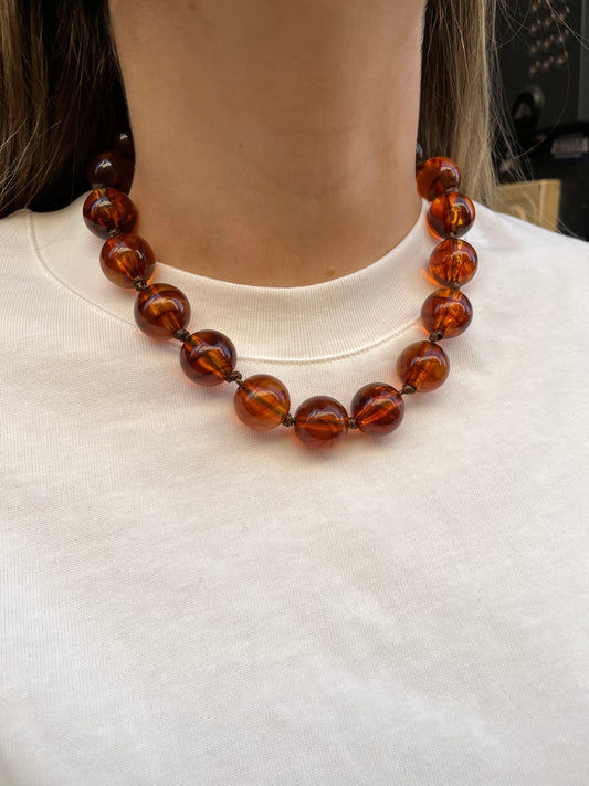Collier Boule marron