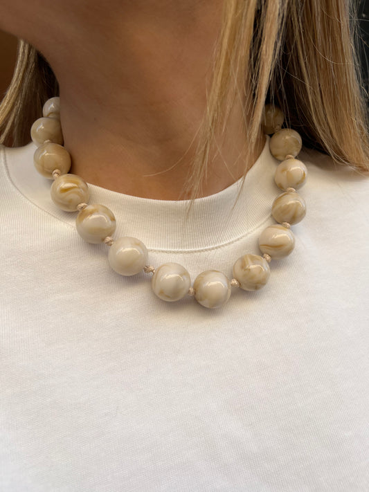 Collier Boule beige