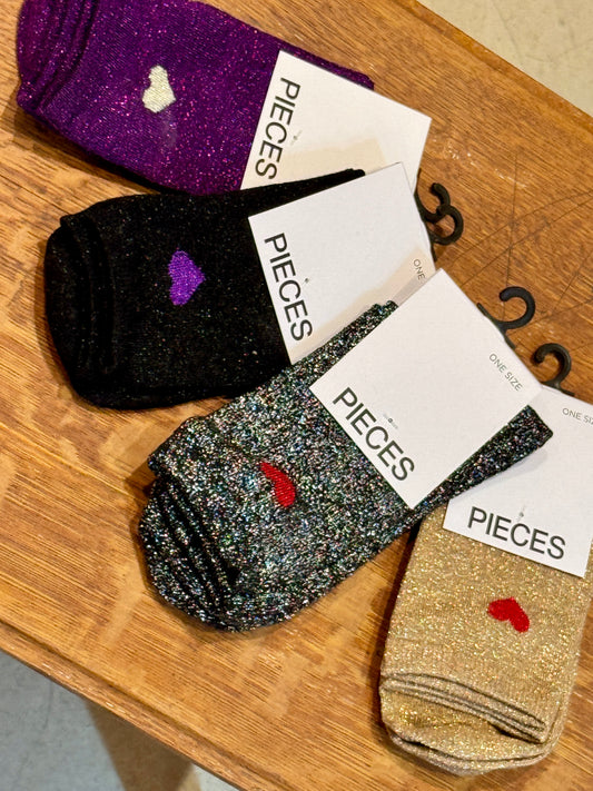Chaussettes à paillettes Coeur