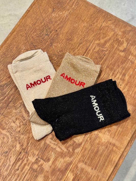Trio de Chaussettes à paillettes Amour