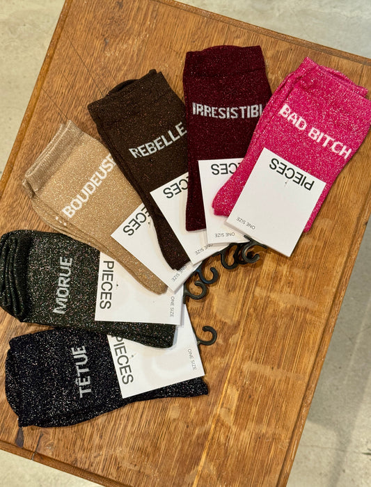 Chaussettes Paillettes mots doux !