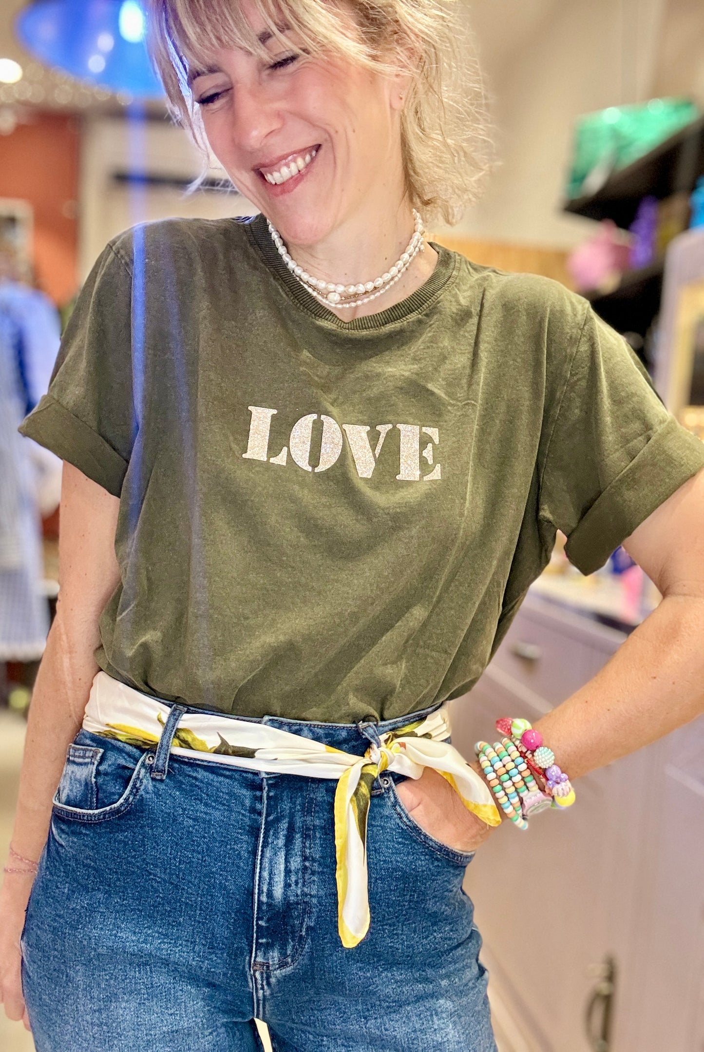 T-shirt Love kaki