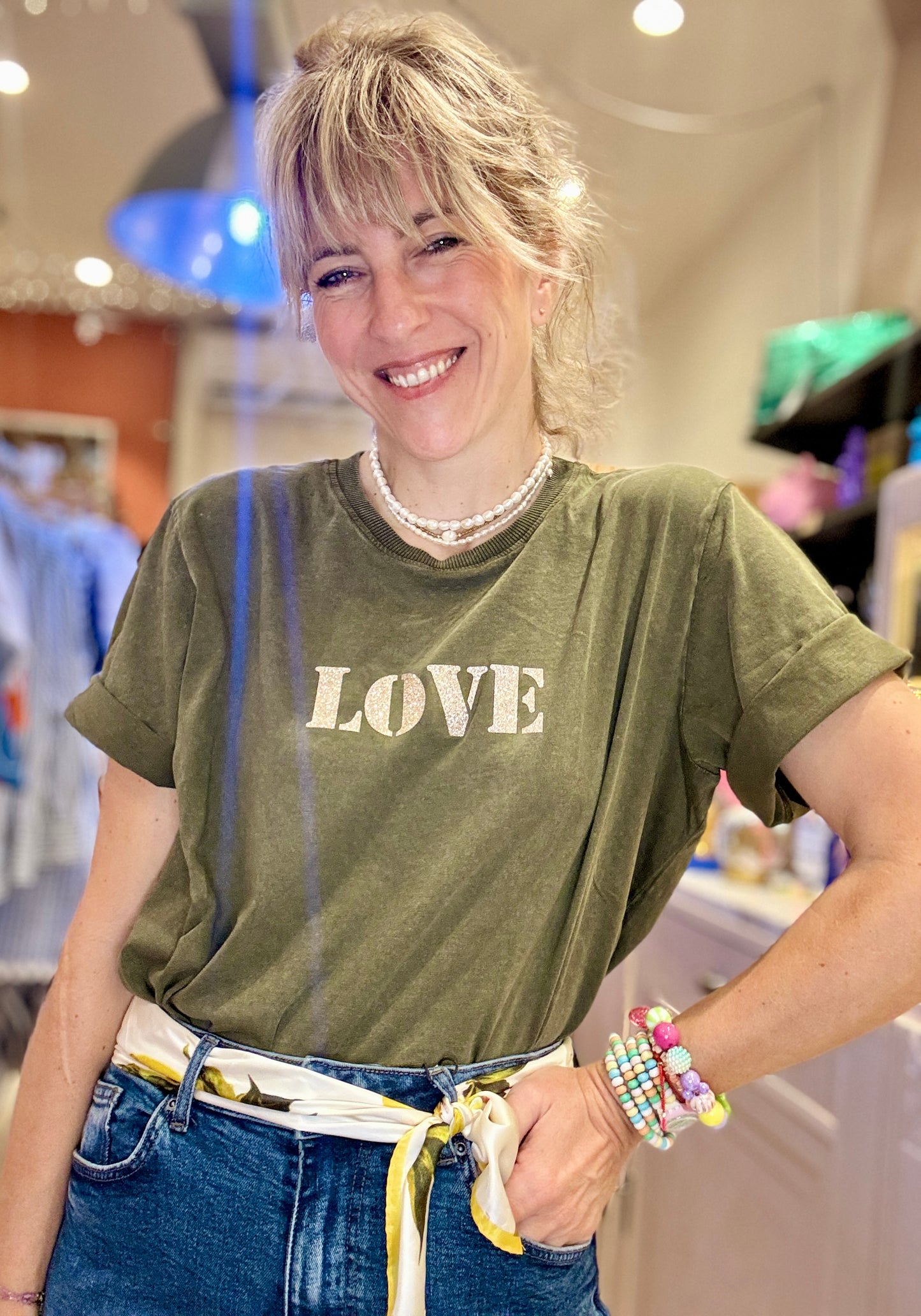 T-shirt Love kaki