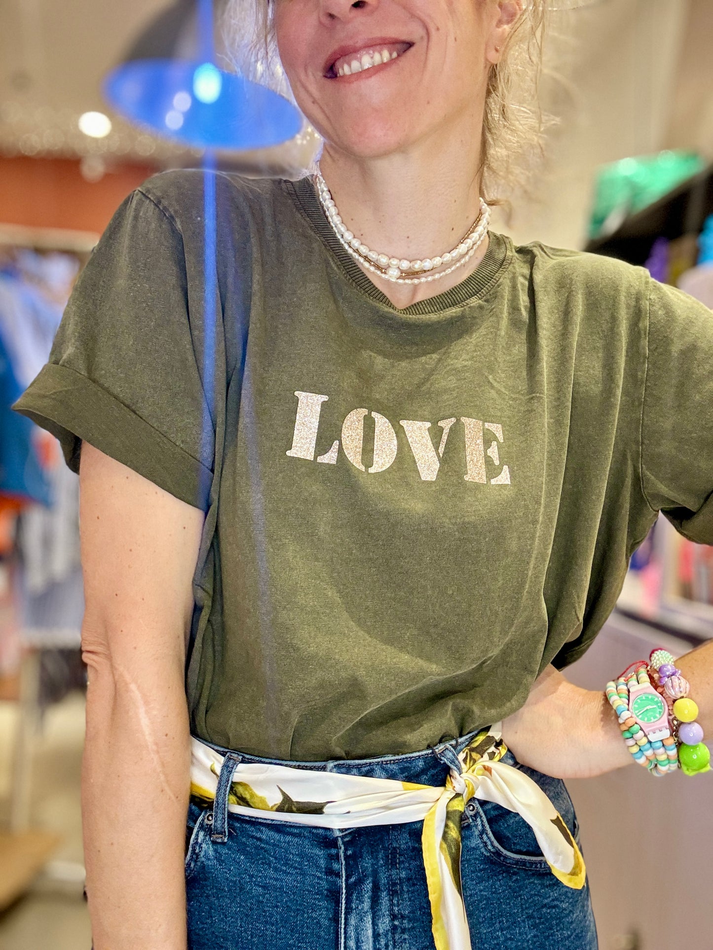 T-shirt Love kaki