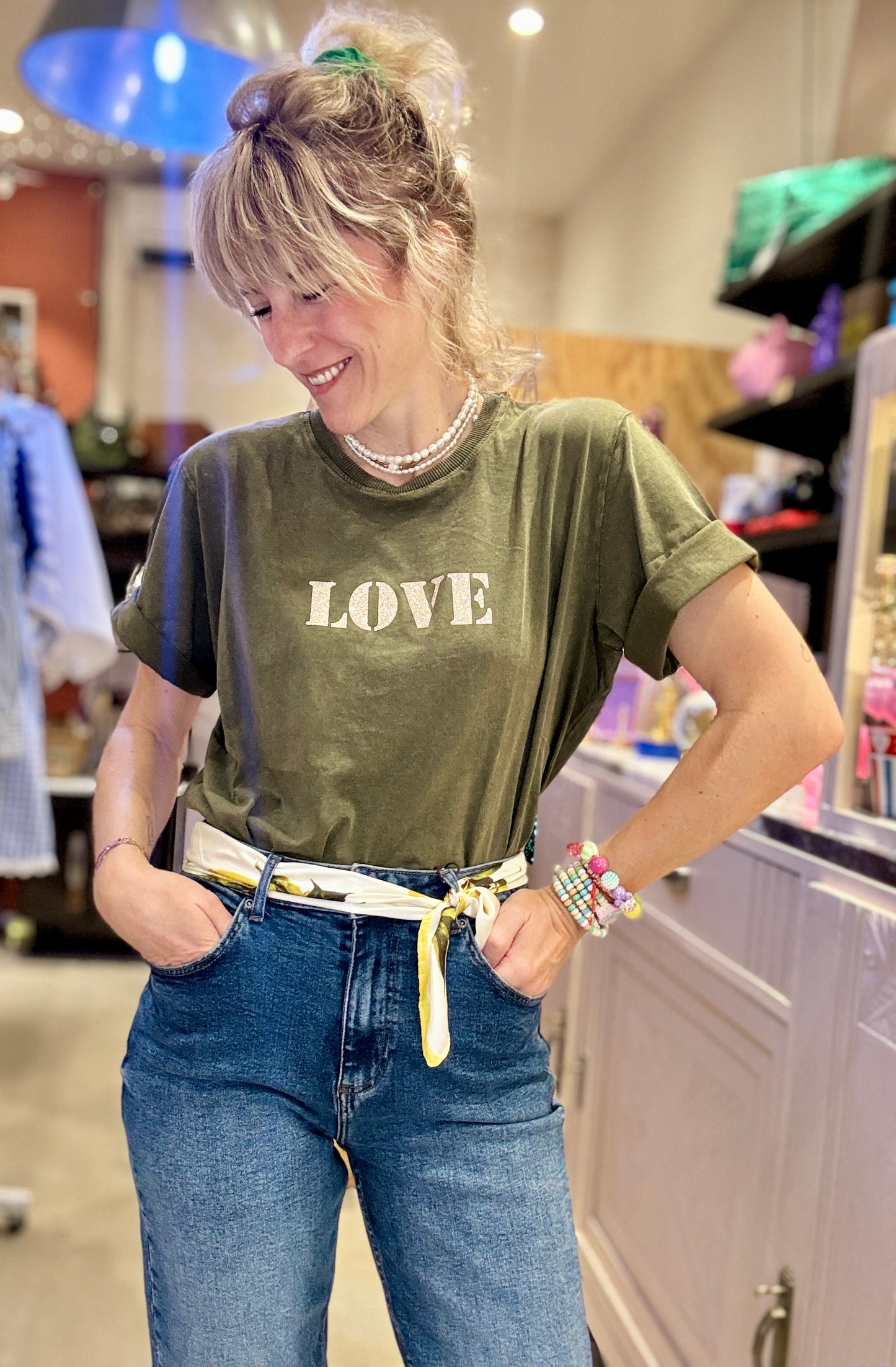 T-shirt Love kaki