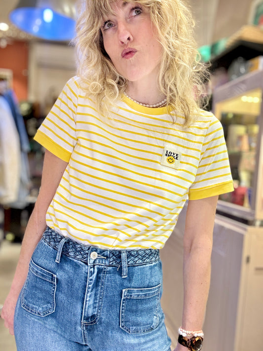 T-shirt Love Smile jaune