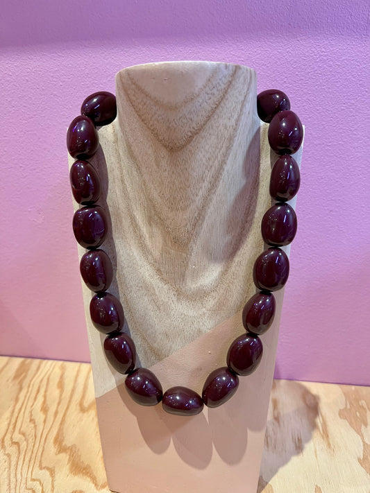 Collier Perles Burgundy