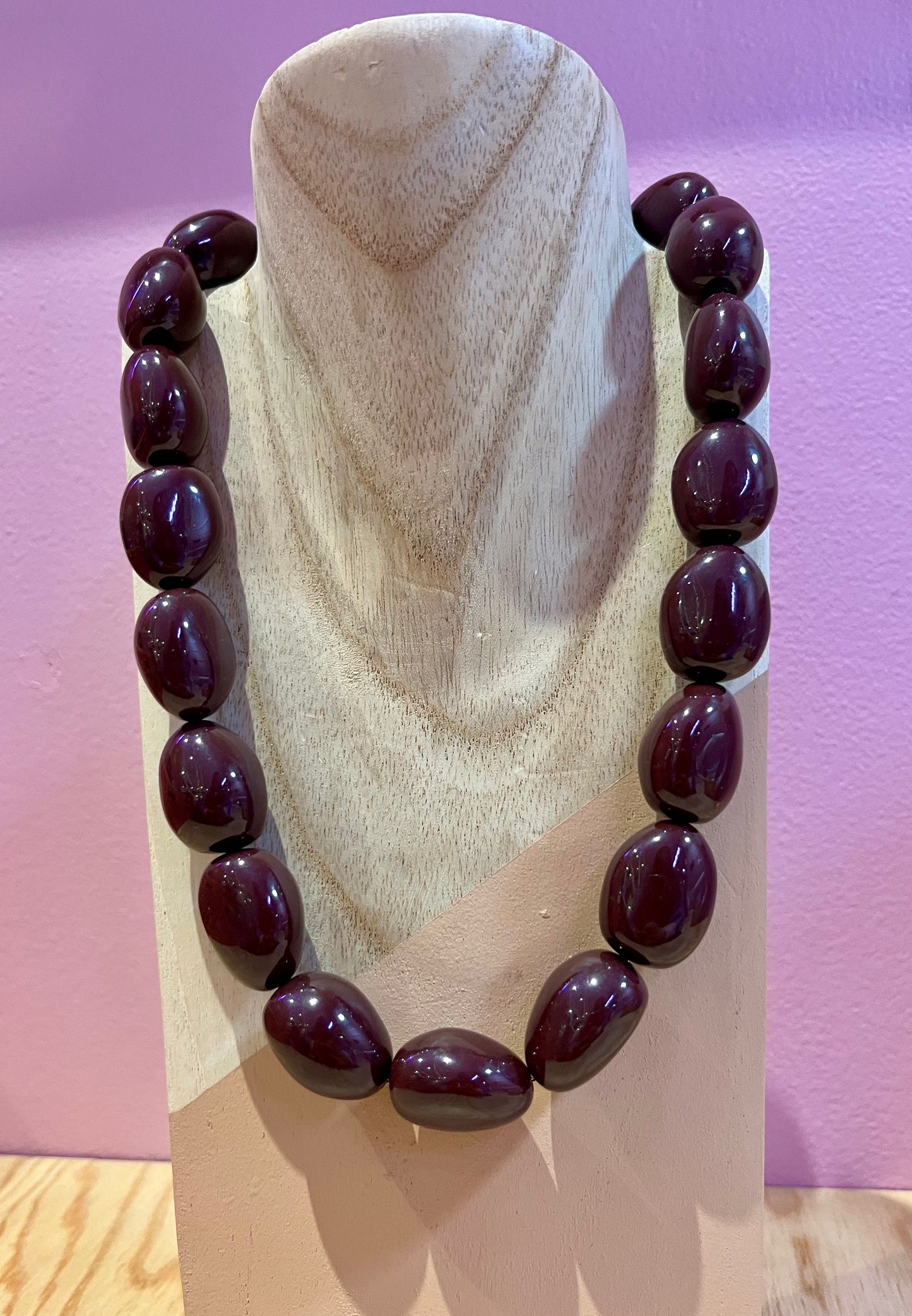 Collier Perles Burgundy