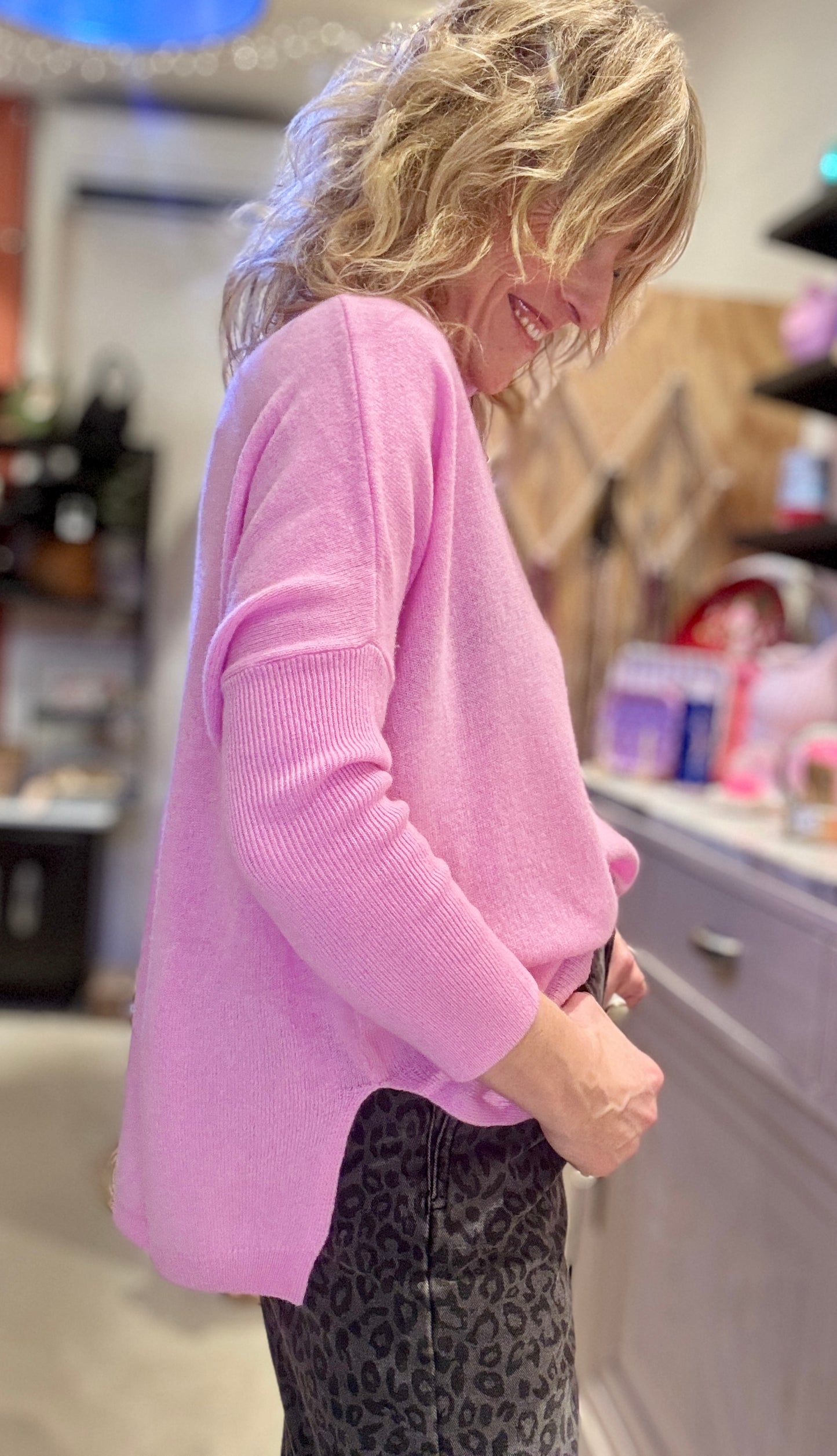 Pull Malène col roulé rose