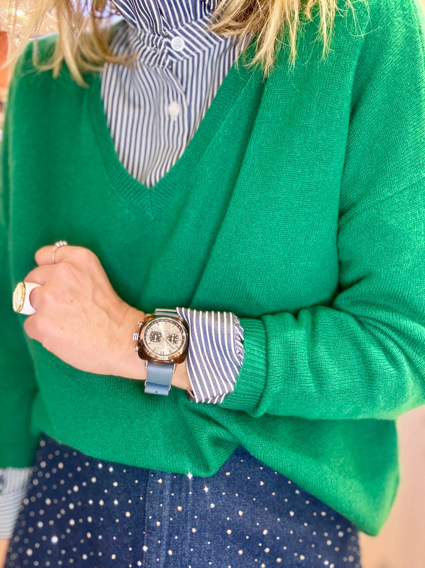 Pull Malène col V vert