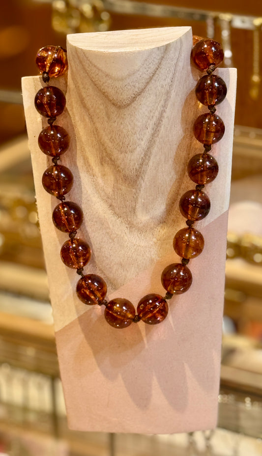 Collier Boule marron