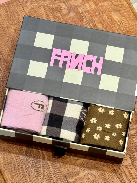 Boite grise de 3 chaussettes Fun