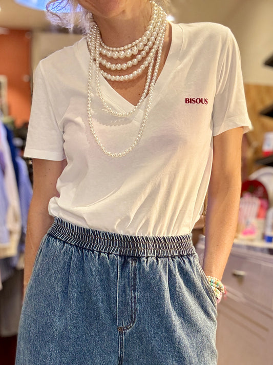 T-shirt Bisous blanc